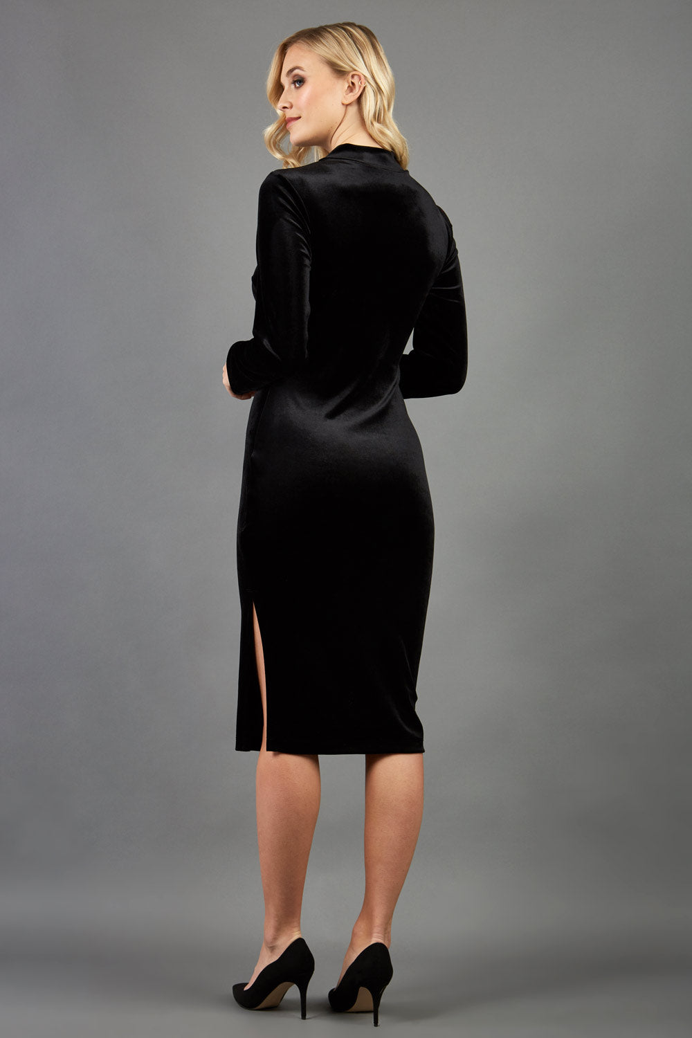 Clipper High Neck Keyhole Velvet Dress – Diva Catwalk, image 4