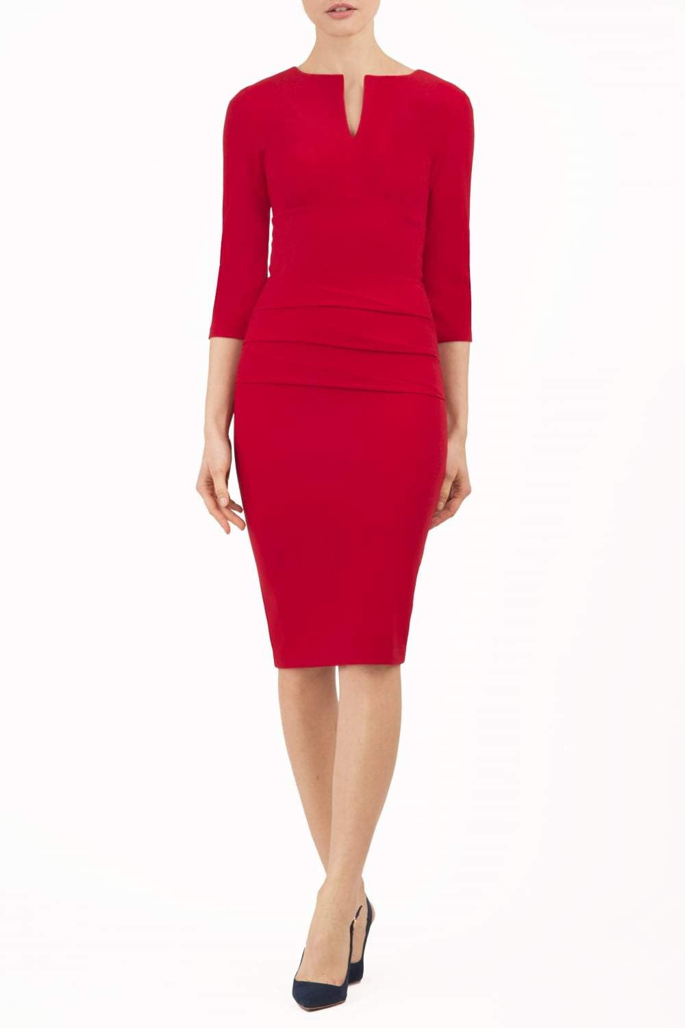 Daphne Venice Stretch Pencil Dress in Tango Red – Diva Catwalk, image 7