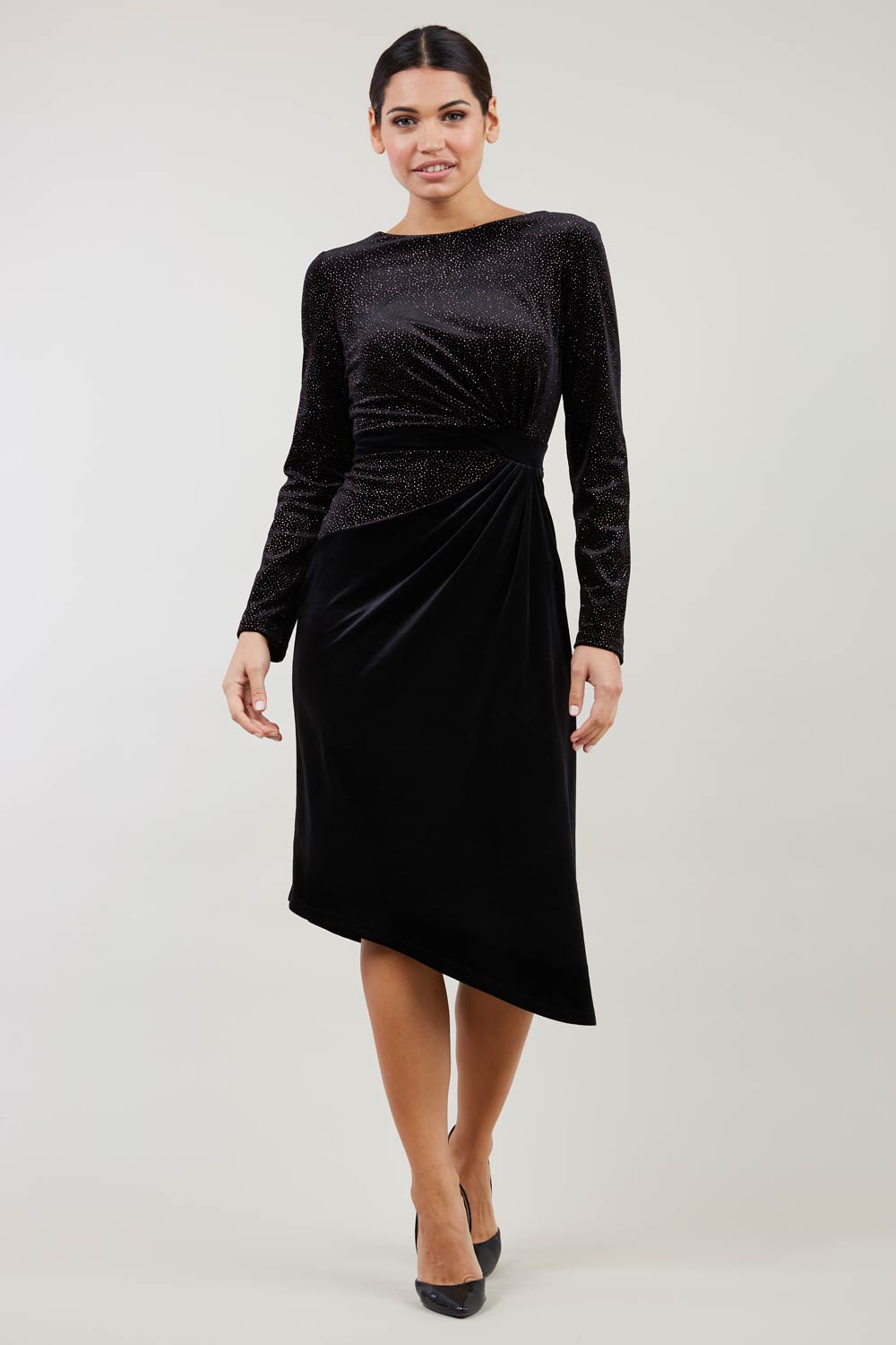 Eisinor Asymmetric Glitter Velvet Dress – Diva Catwalk, image 3