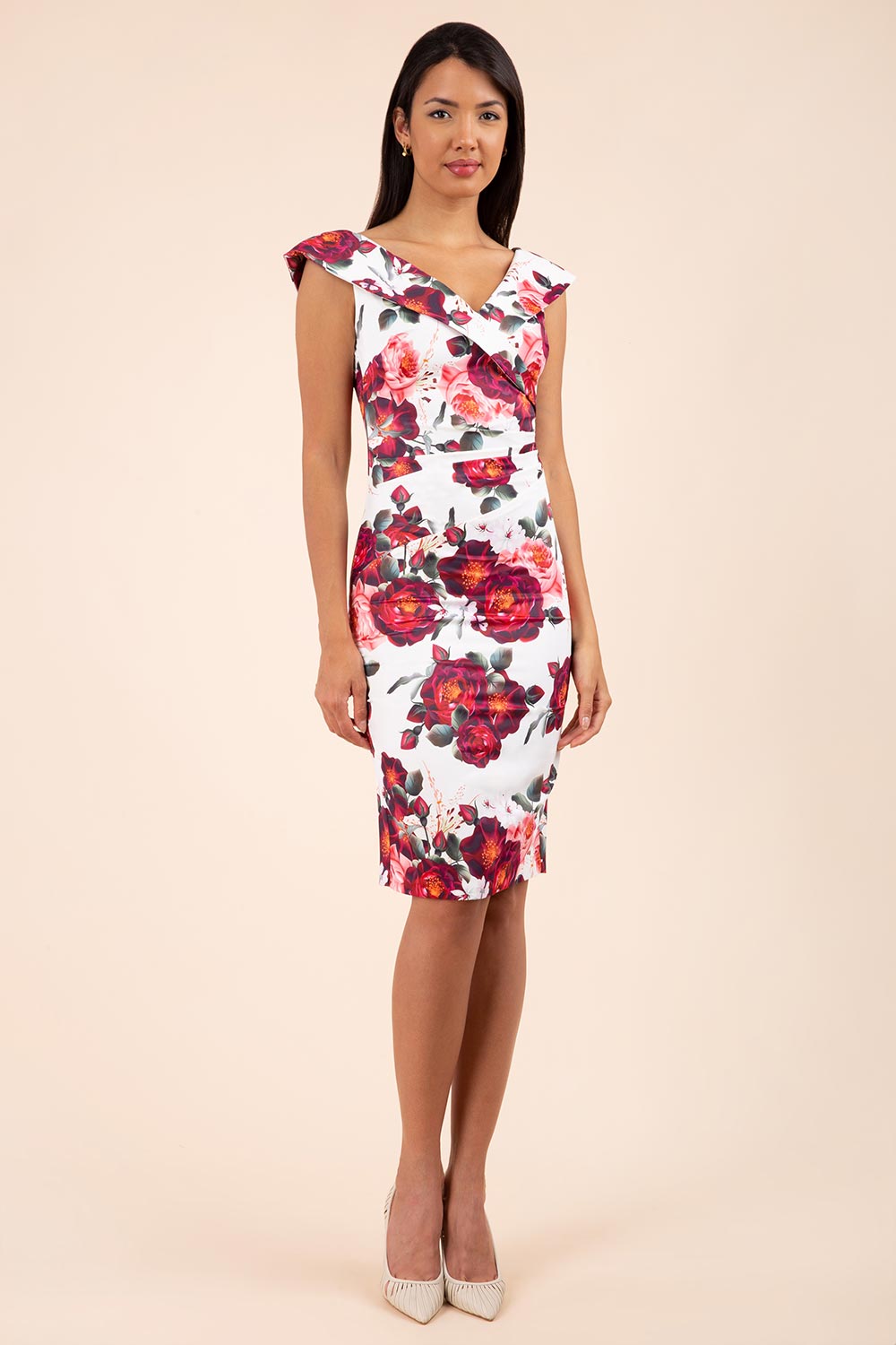 Eliza Sleeveless Print Dress in Rose Print – Diva Catwalk, image 1