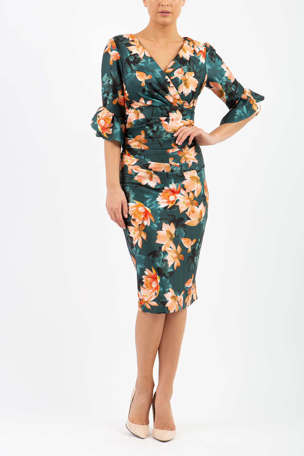 Ellen Contour Stretch Print Dress in Waterlily – Diva Catwalk, image 2