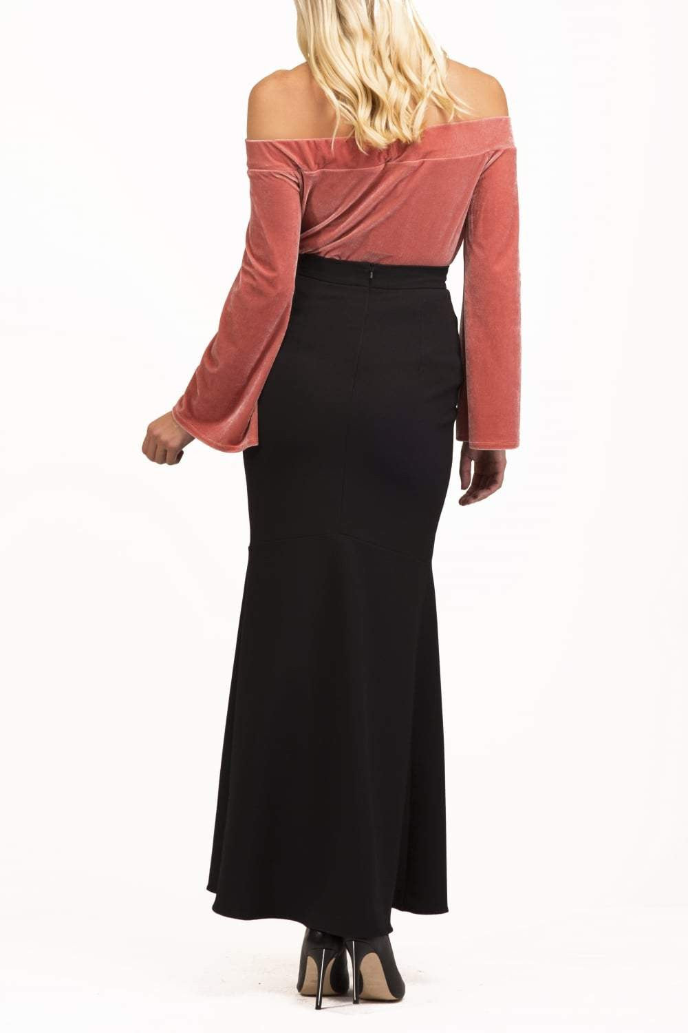 Esoteric Black Long Fishtail Skirt – Diva Catwalk, image 3