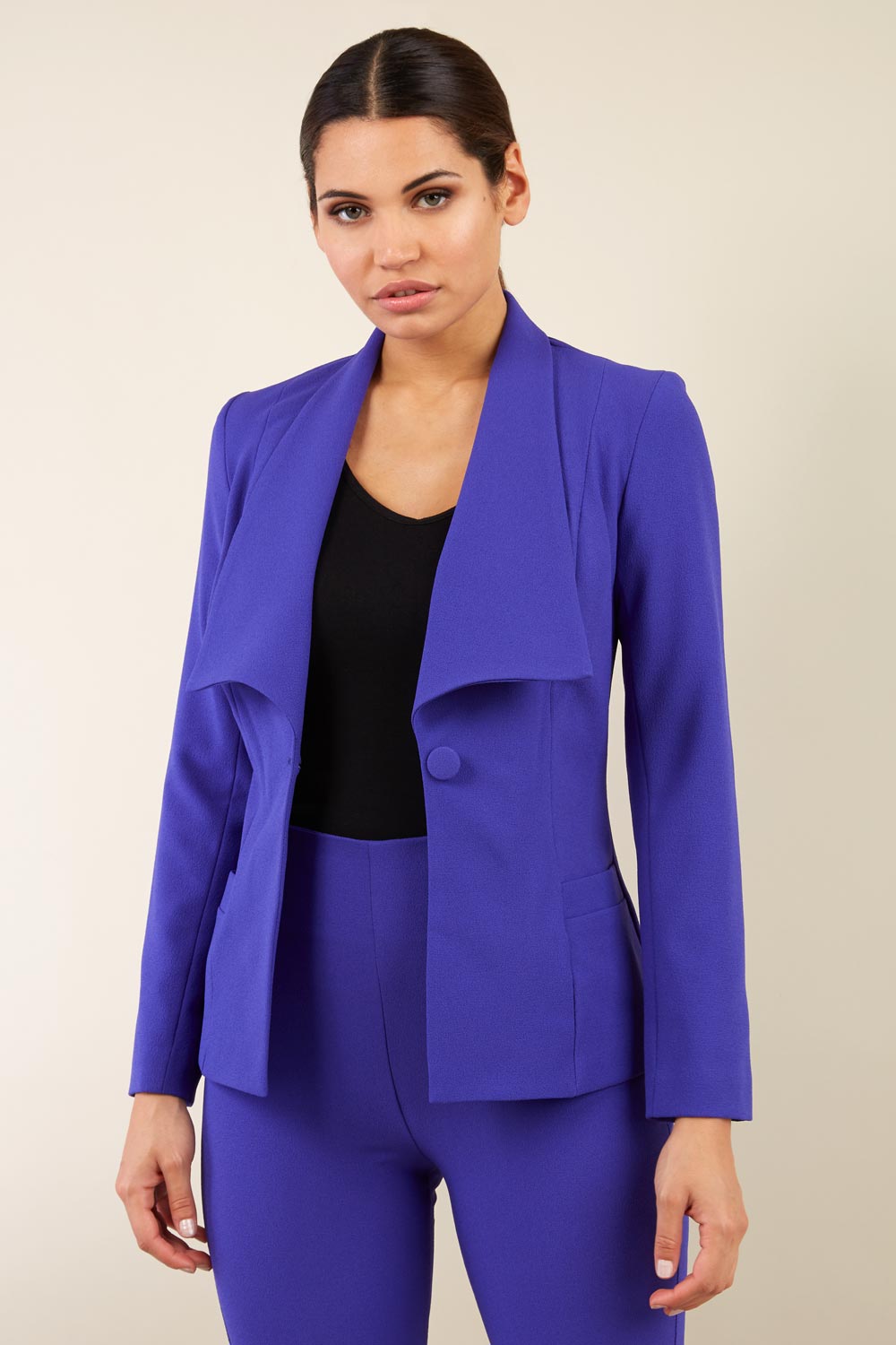 Fulica Long Sleeve Jacket in Spectrum Indigo – Diva Catwalk, image 1