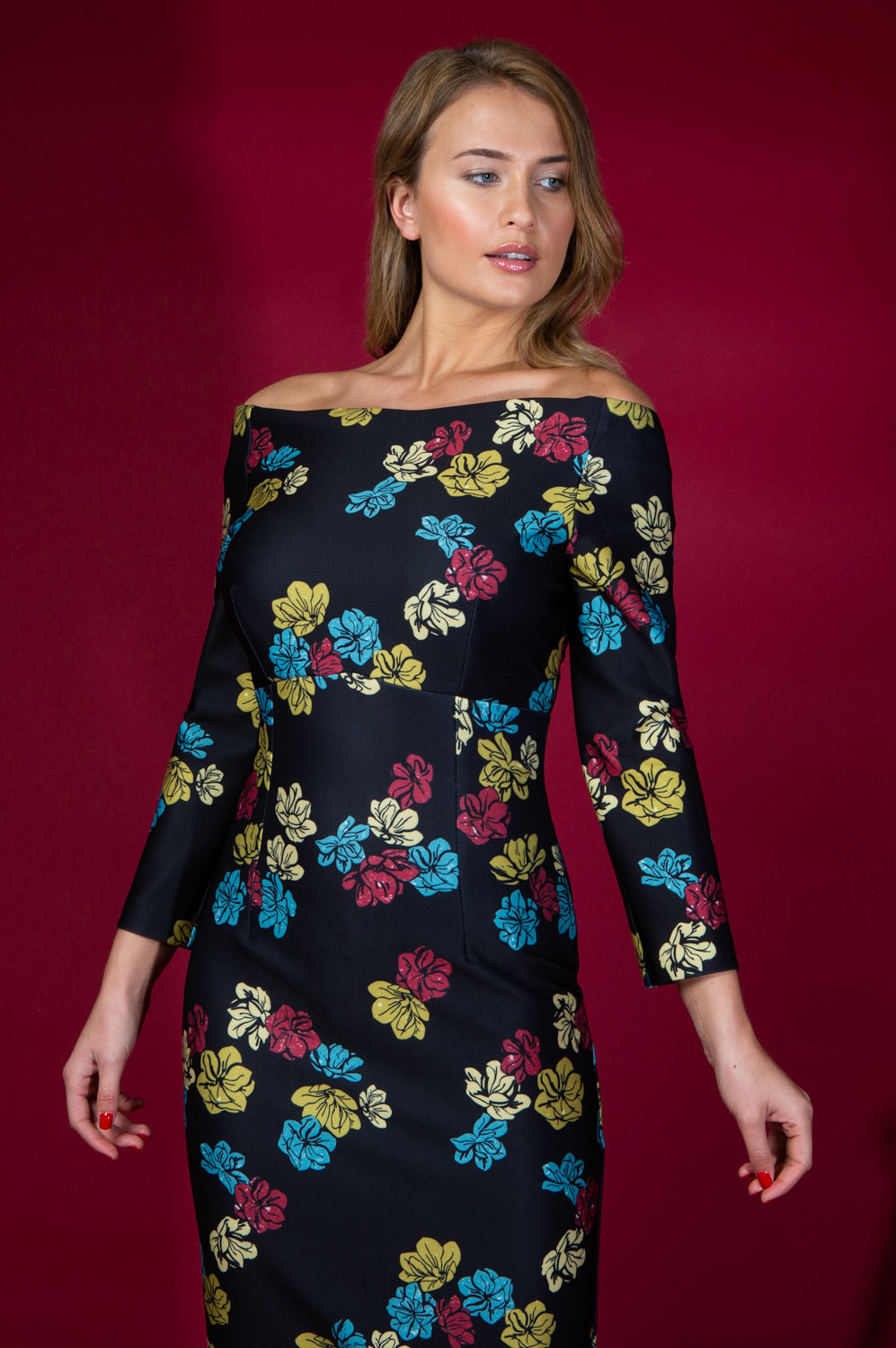 Garland Pencil Dress in Judy Print & Black – Diva Catwalk, image 2