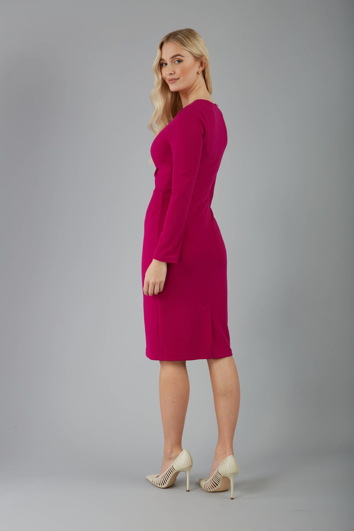Gately Long Sleeve Twisted Low V-Neck Pencil Dress – Diva Catwalk, image 2