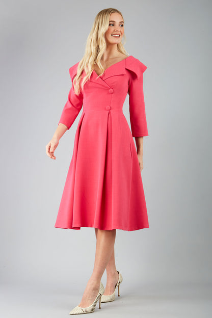Gatsby Sleeved Oversized Collar Swing Dress 
