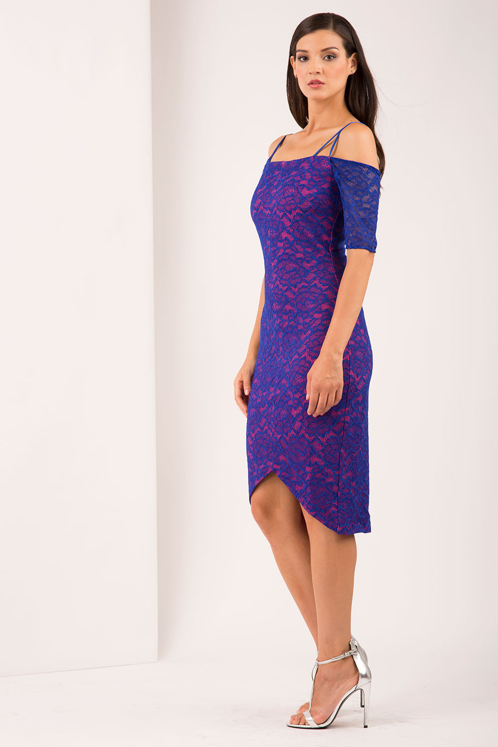 HYBRID ISLA CREPE BARDOT LACE DRESS