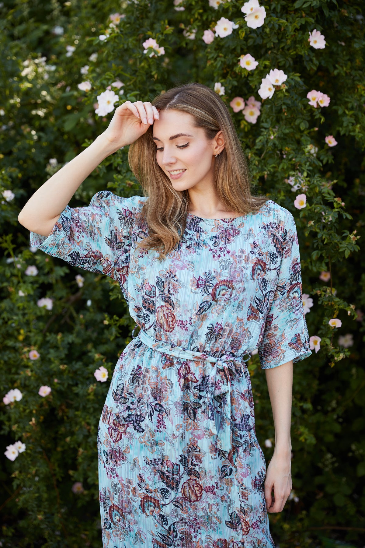 Kafka Printed Maxi Dress in Floral Blue – Diva Catwalk, image 1