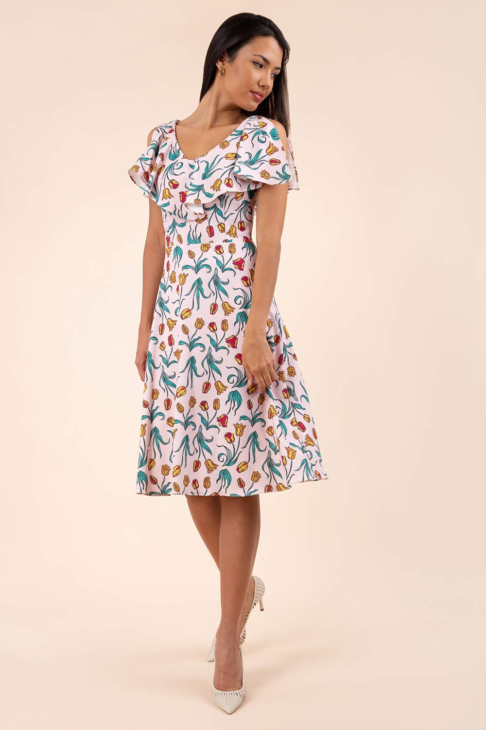 Layla Print Dress in Linear Tulip – Diva Catwalk, image 1