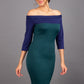 Leon Off Shoulder Contrast Pencil Dress 