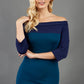 Leon Off Shoulder Contrast Pencil Dress 