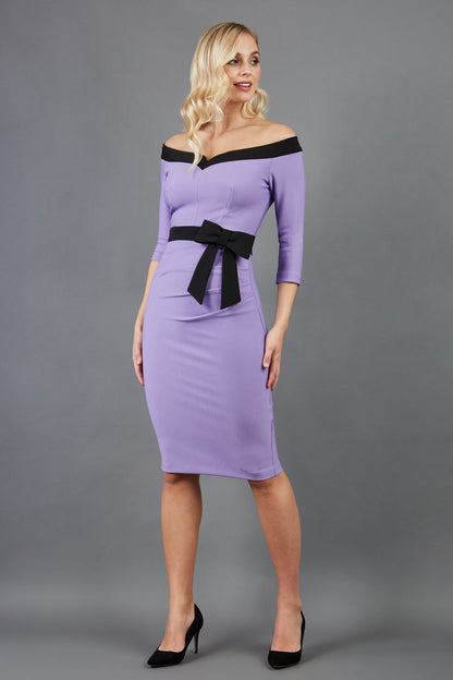 Luma Off Shoulder Bow detail Pencil Dress 
