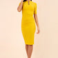 Lydia Short Sleeve Pencil Dress (Mustard Yellow)
