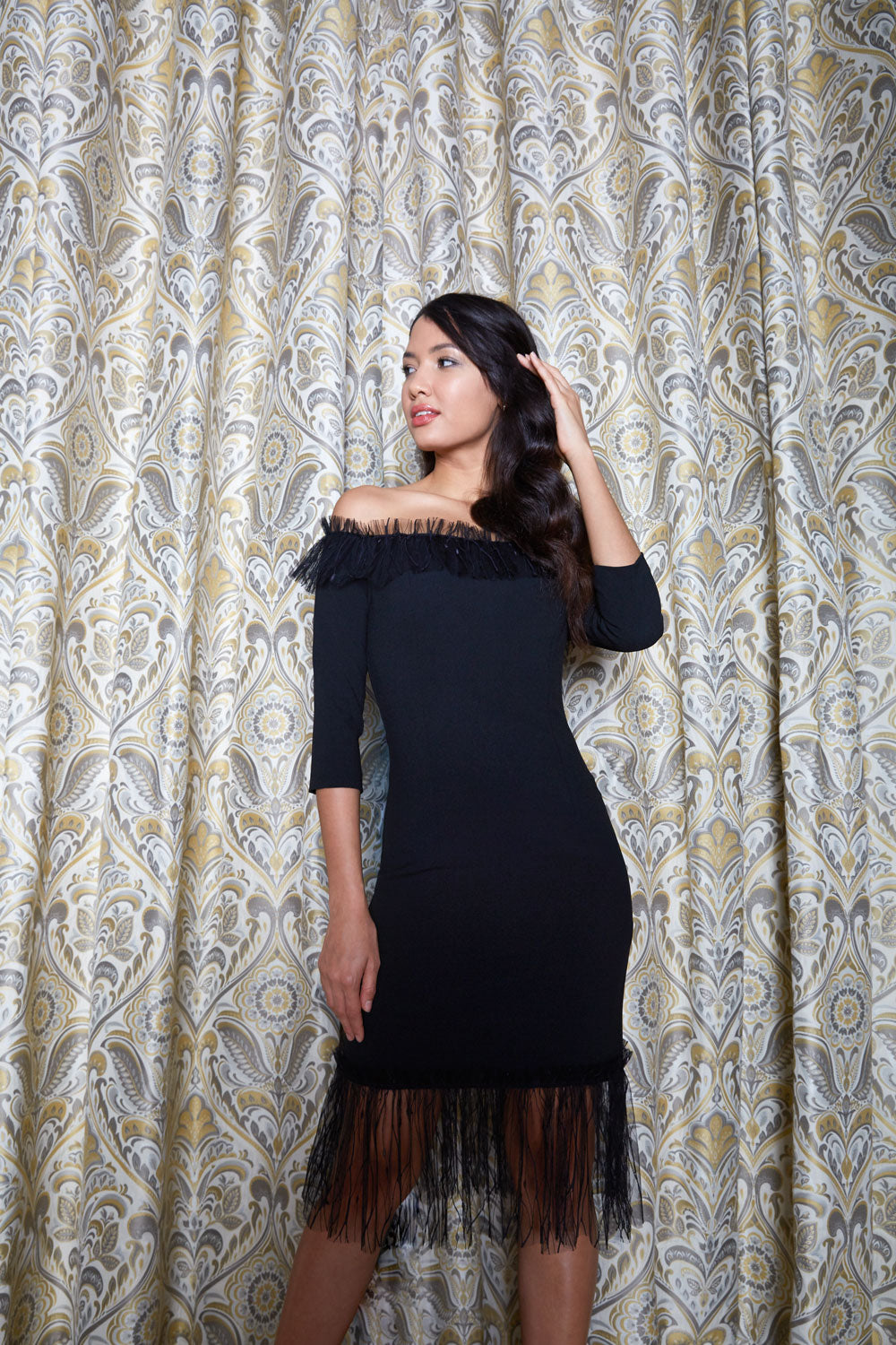 Lyrical Off Shoulder Black Dress – Diva Catwalk, image 4