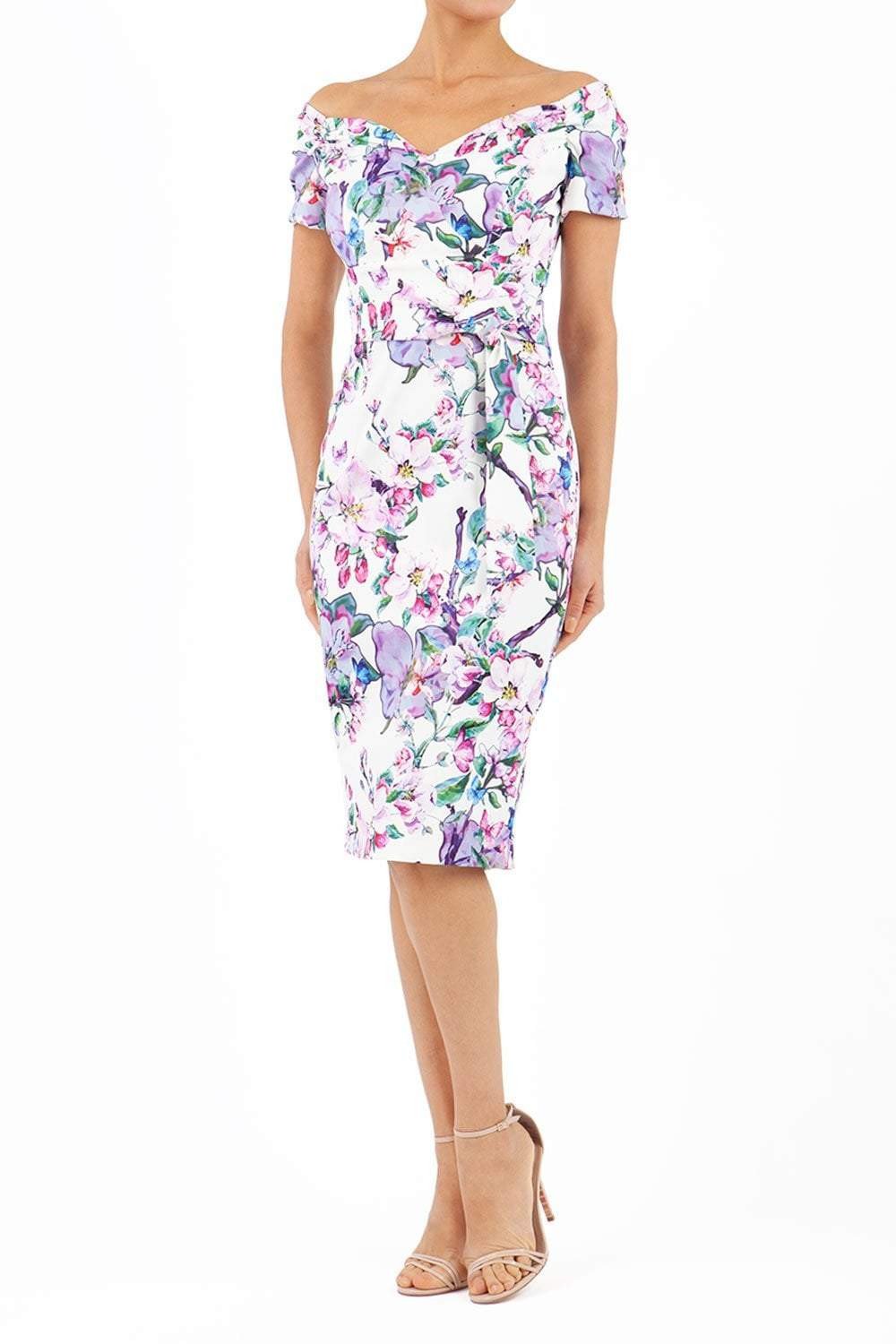 Manderley Stretch Satin Print Dress in Blossom Print – Diva Catwalk, image 2