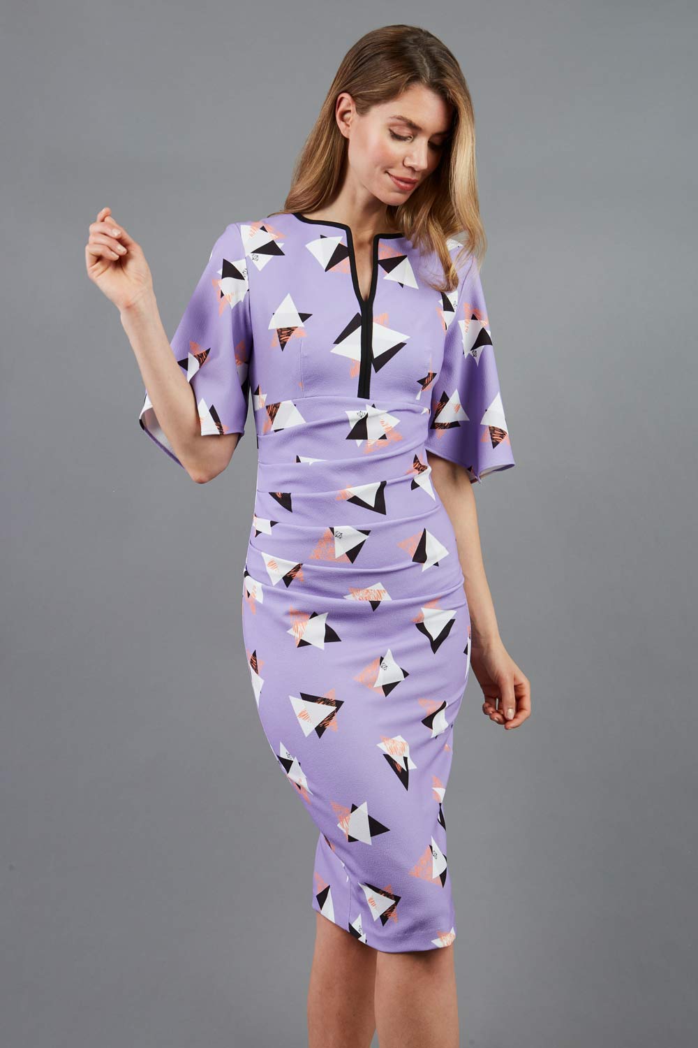 Memphis Print Dress in Diva Triangles Print – Diva Catwalk, image 1