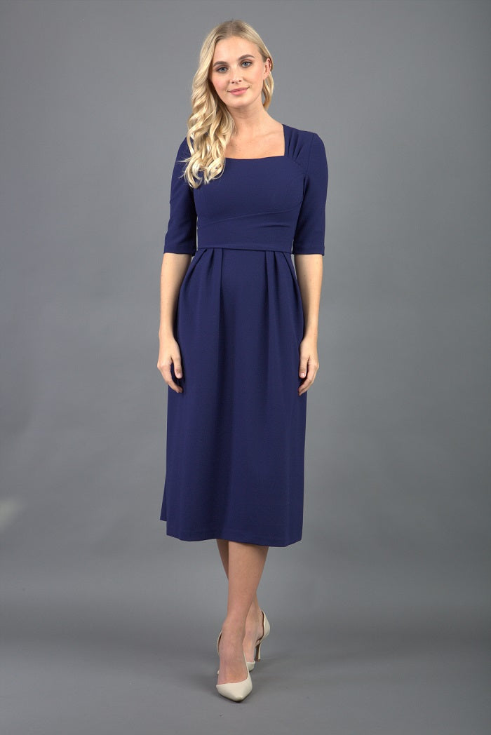 Mimi Midi Swing Dress in Navy Blue – Diva Catwalk, image 1