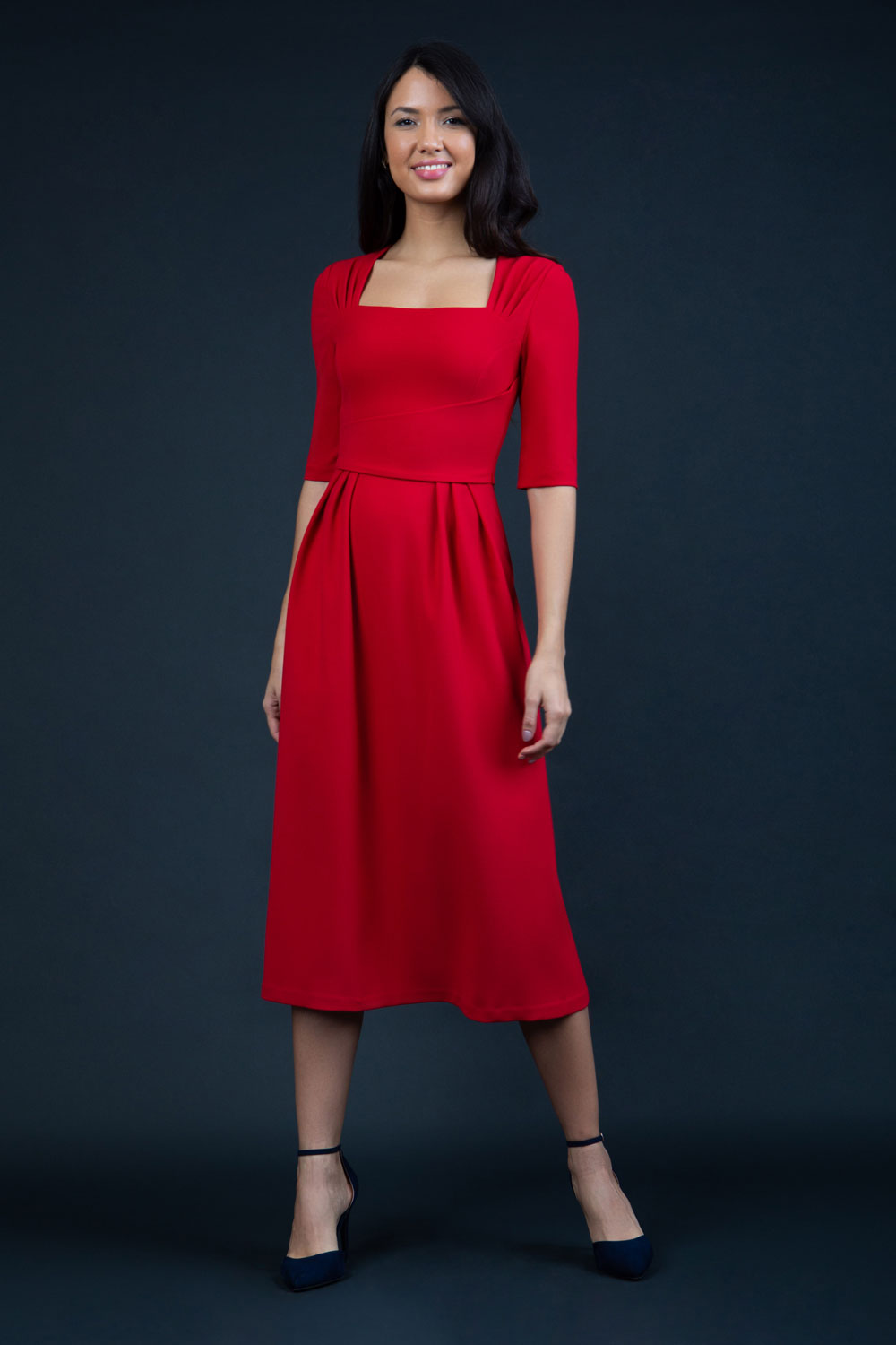 Mimi Midi Swing Dress in Passion Red – Diva Catwalk, image 5