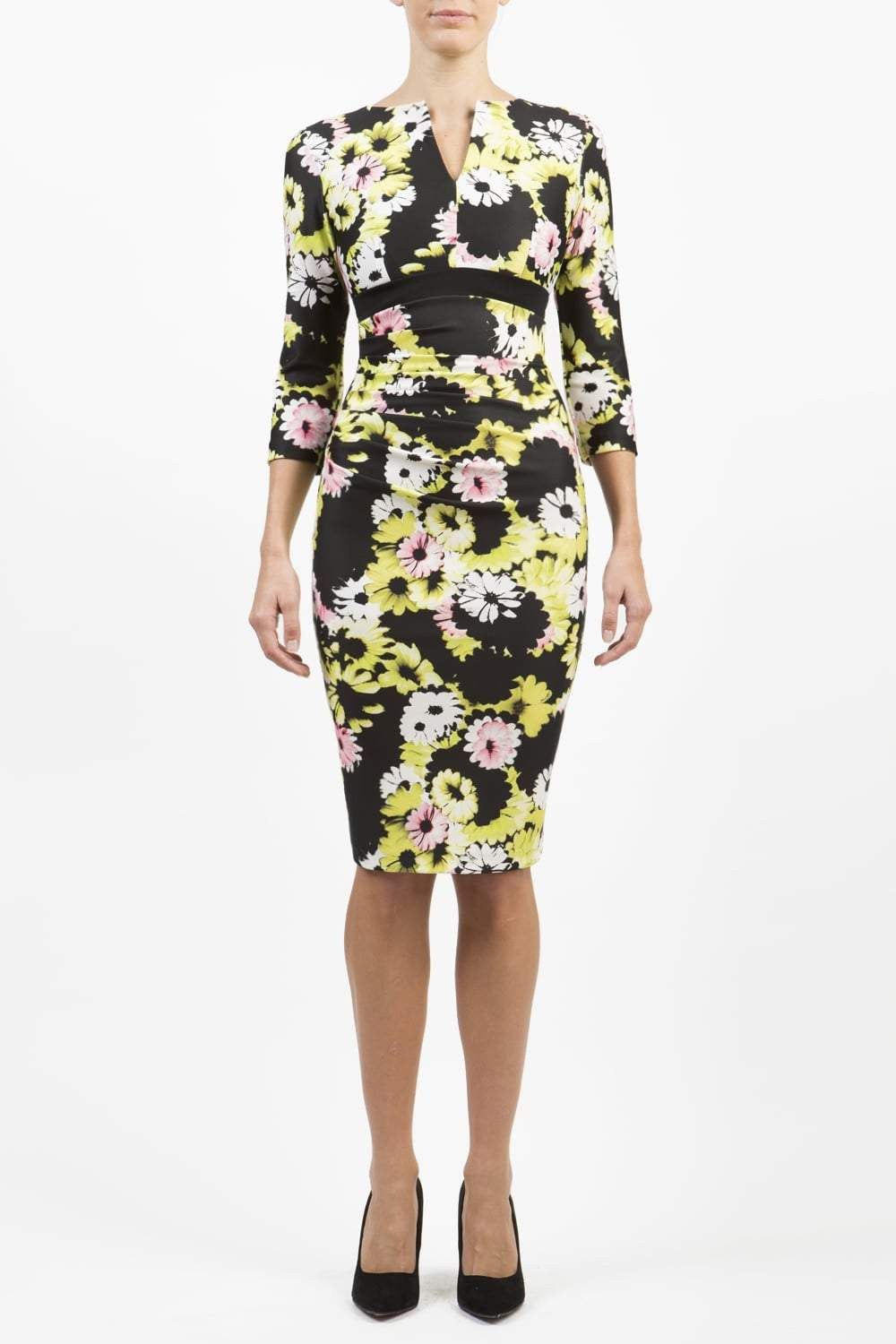 Nadia 3/4 Sleeved Print Dress in Citrus Floral – Diva Catwalk, image 4