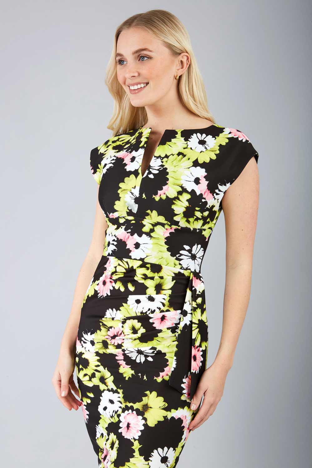 Ogle Print Dress in Citrus Floral – Diva Catwalk, image 1