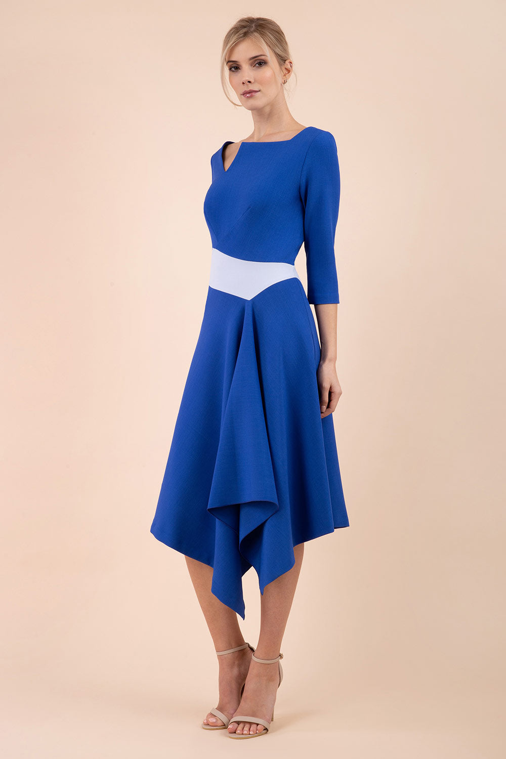 Pinto Swing Sleeved Dress in Cobalt Blue and Celestial Blue – Diva Catwalk, image 2