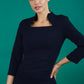 Plaza Trapezium neckline Cutout Pencil Sleeved Dress 