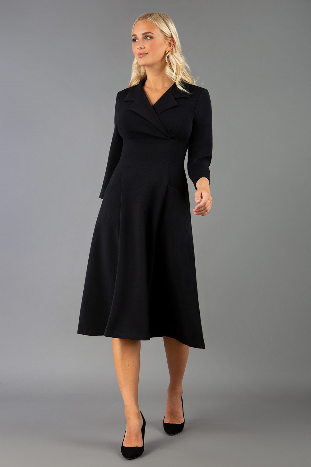 Riviera Sleeved Swing Dress in Black – Diva Catwalk, image 10