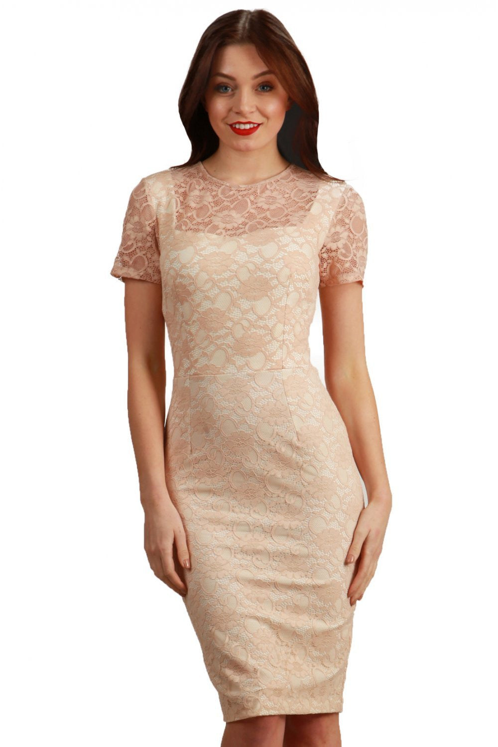 Sabina Lace Dress in Nude Lace – Diva Catwalk, image 3