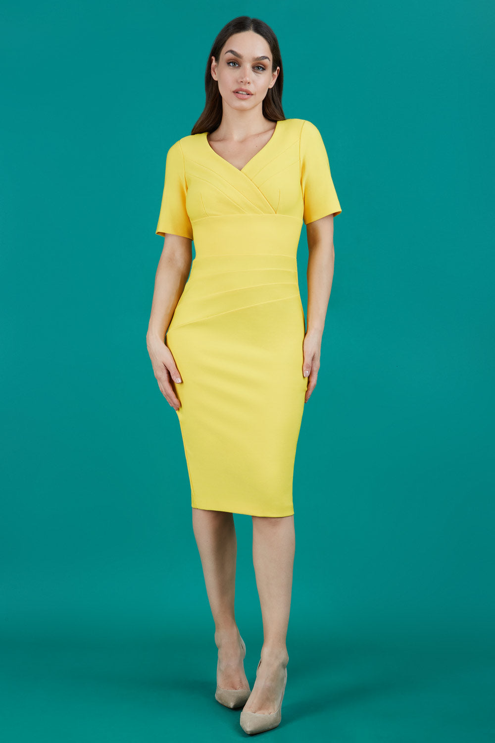 Seed Barton Short Sleeved Dress in Daffodil Yellow – Diva Catwalk, image 4
