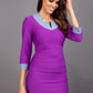 Seed Cirrus Contrast Neckline 3/4 Sleeve Pencil Dress 