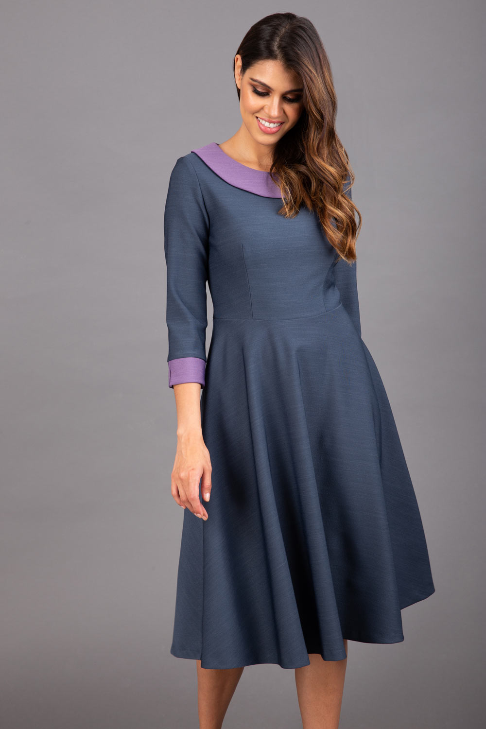 Seed Coralia Swing Skirt Dress in Slate Grey/ Dusky Lilac – Diva Catwalk, image 9