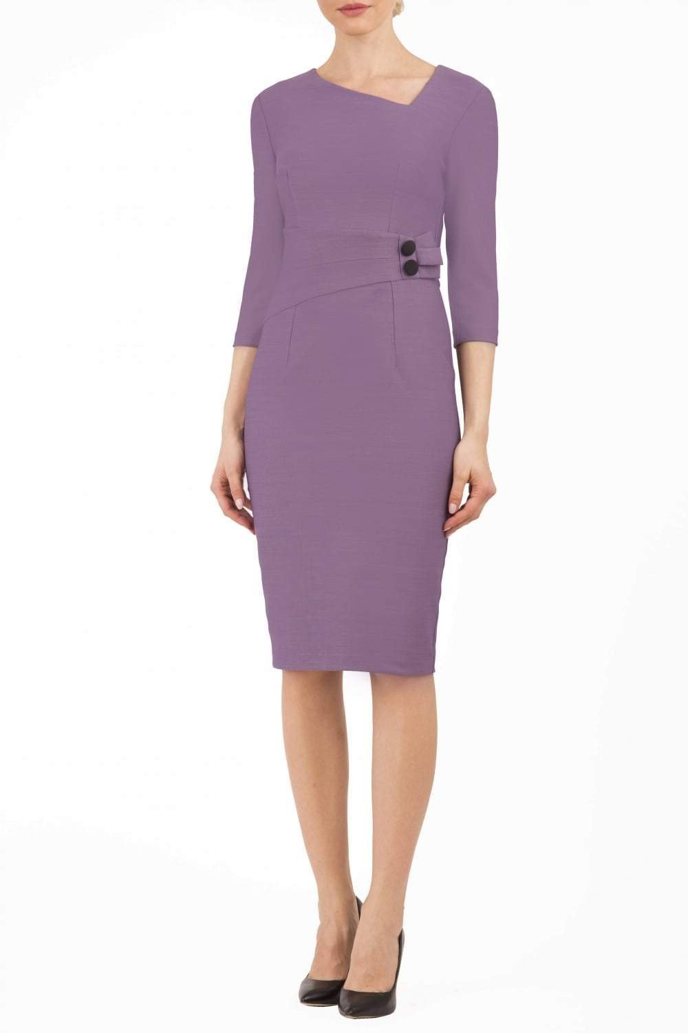 Seed Melksham Sleeved Pencil Dress in Dusky Lilac – Diva Catwalk, image 3