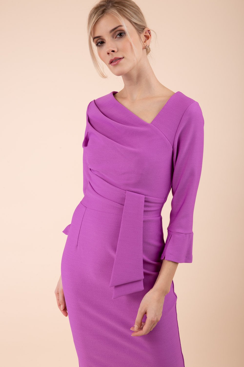 Seed Orla Asymmetric Pencil Dress in Magenta Mist – Diva Catwalk, image 2