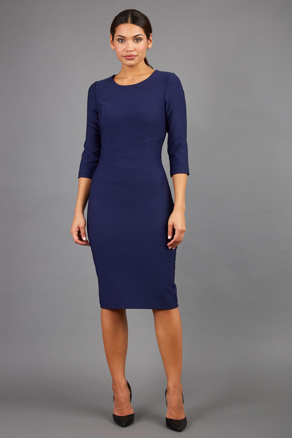 Seed Rosa Pencil Dress in Navy Blue – Diva Catwalk, image 4