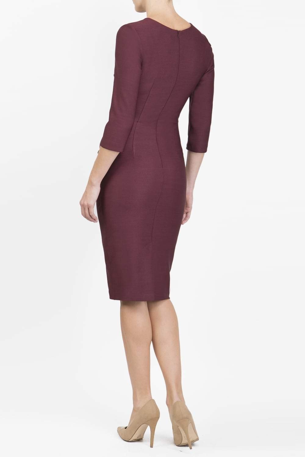 Seed Thornton Round Neck Three-quarter Sleeve Pencil Dress 