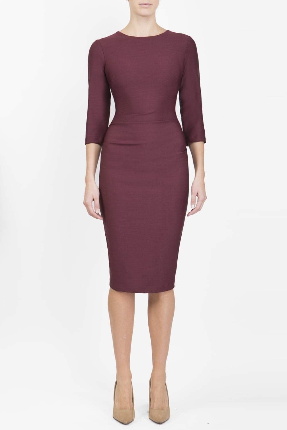 Seed Thornton Round Neck Three-quarter Sleeve Pencil Dress 