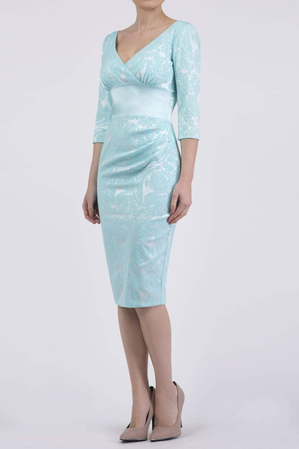 Stamford Satin Dress in Light Turquoise – Diva Catwalk, image 3