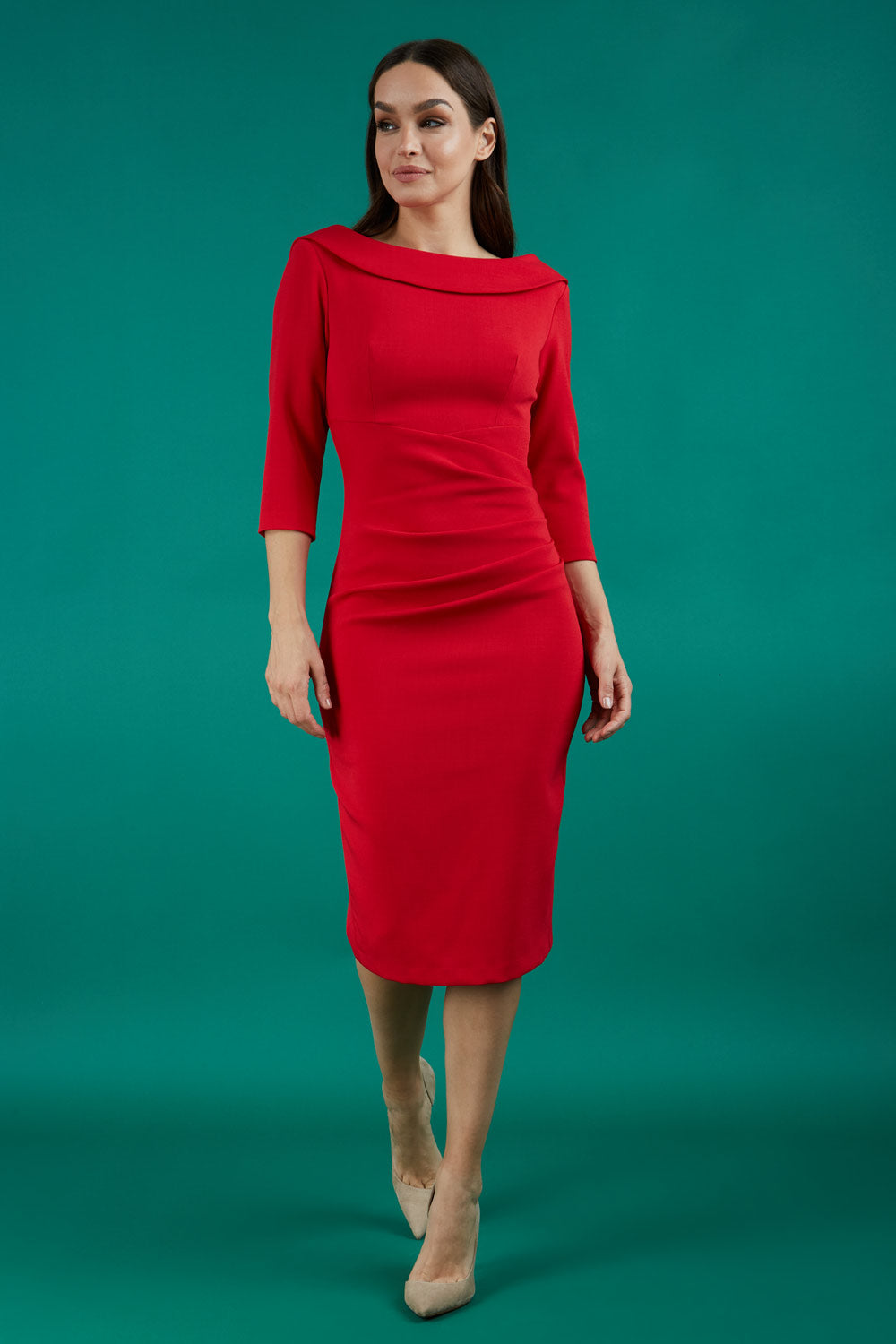 Tempest Pencil Dress in Scarlet Red – Diva Catwalk, image 1