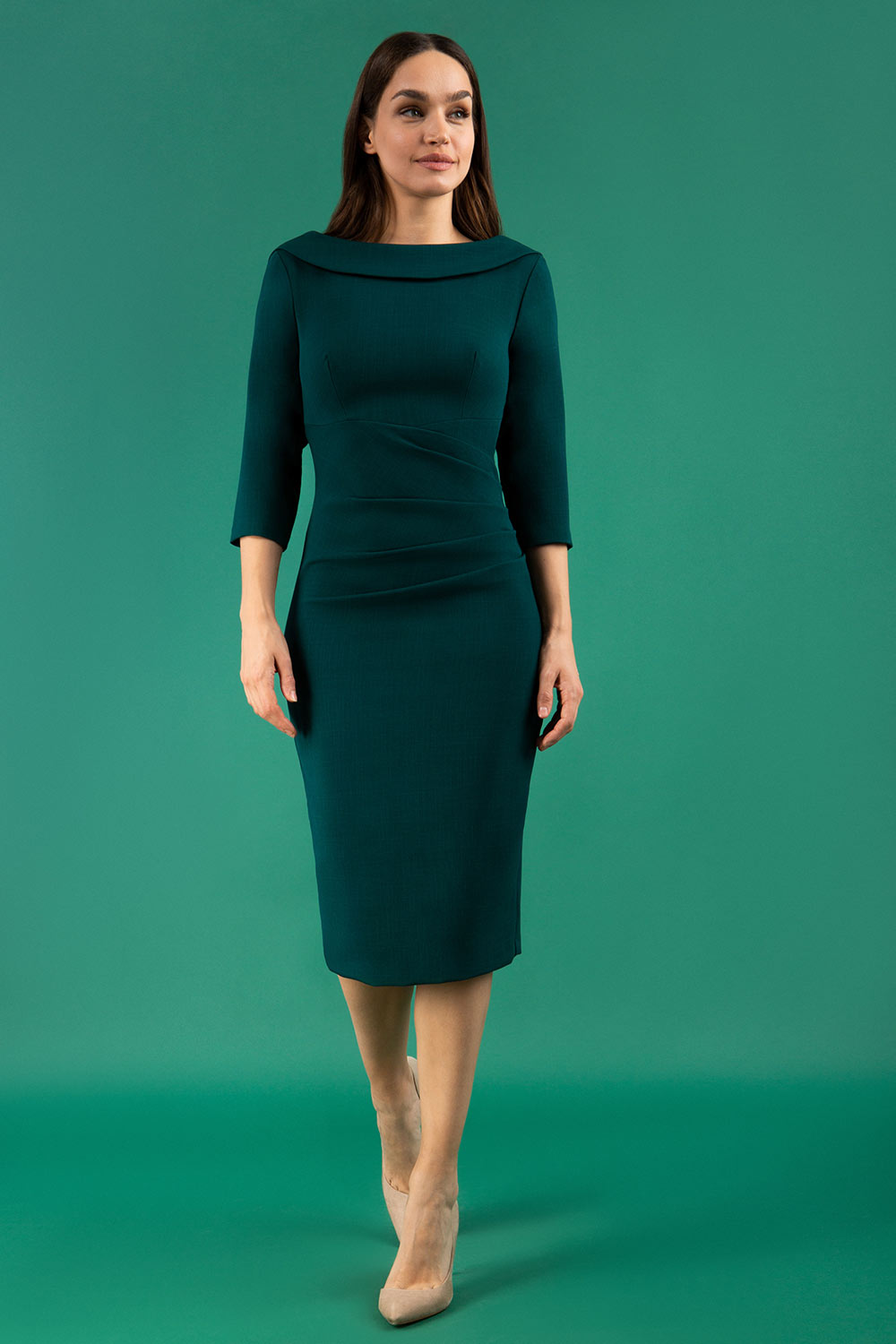 Tempest Pencil Dress in Forest Green – Diva Catwalk, image 6