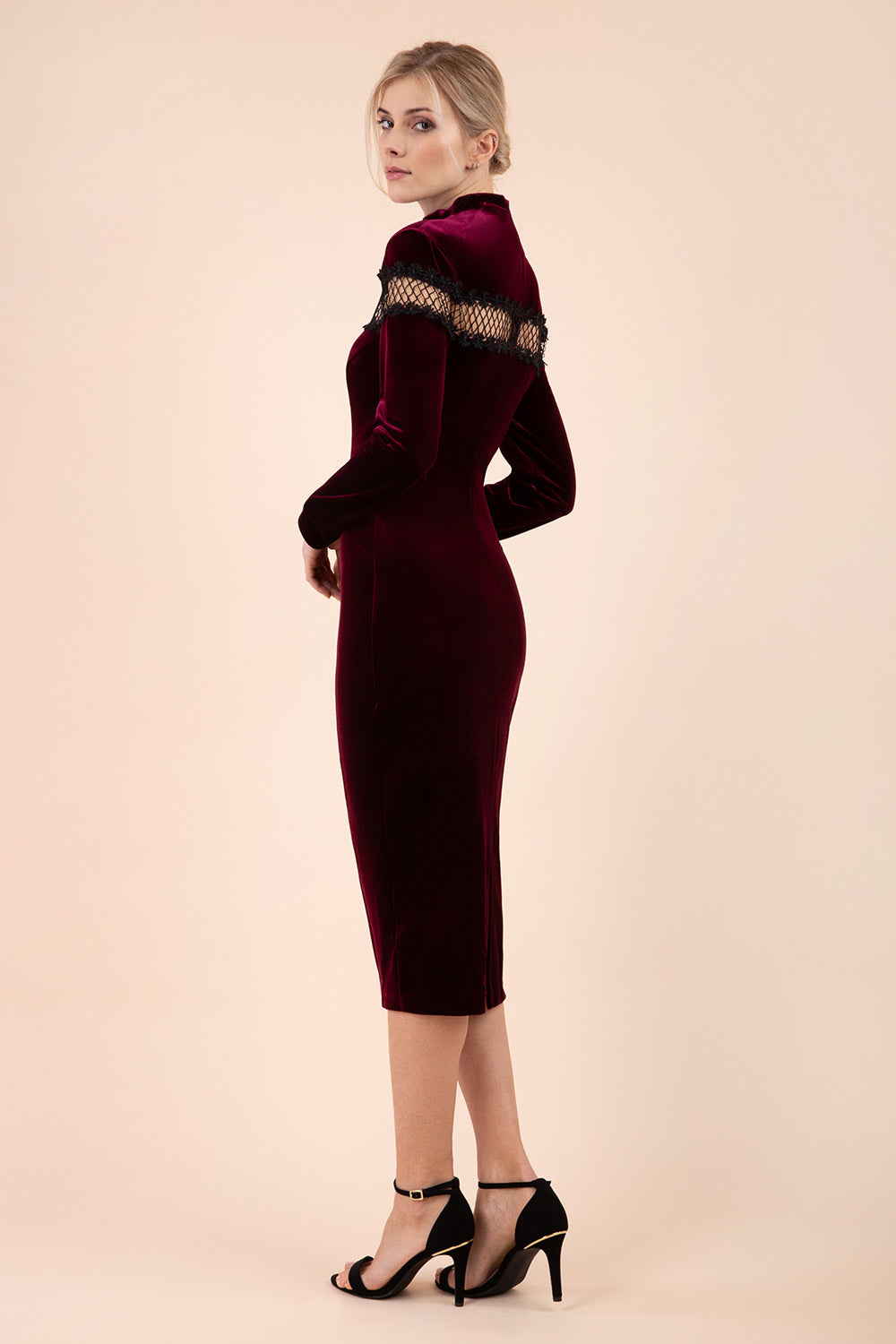 Trocadero Long Sleeve Velvet Pencil Dress – Diva Catwalk, image 2