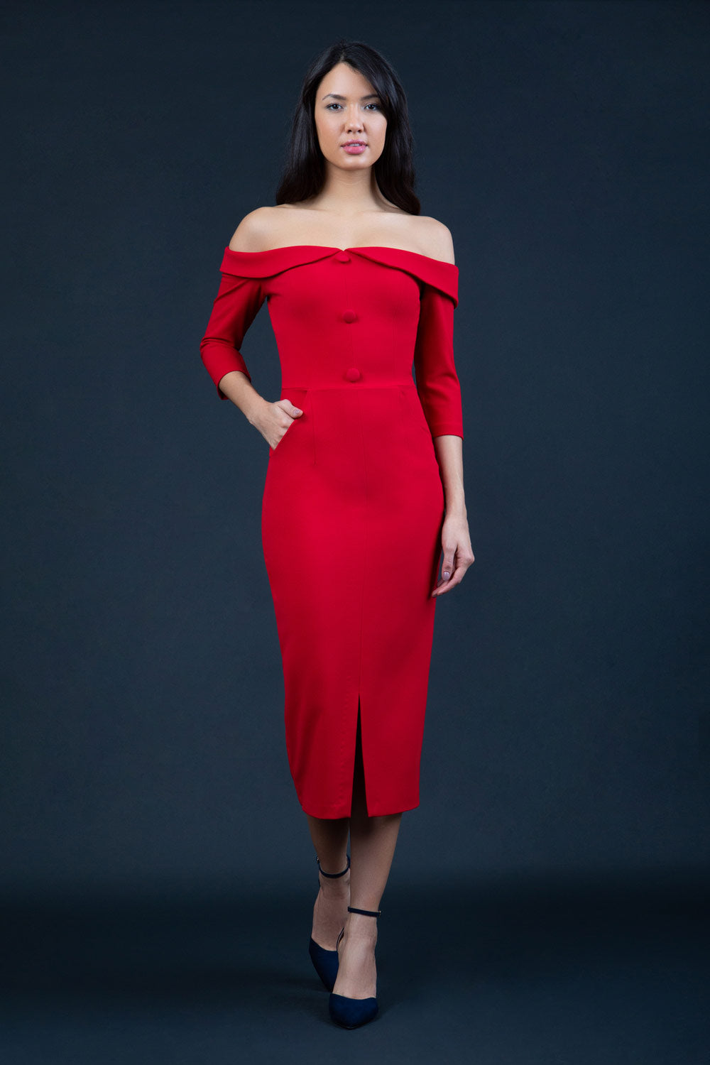 Zorita Midi Dress in Scarlet Red – Diva Catwalk, image 8