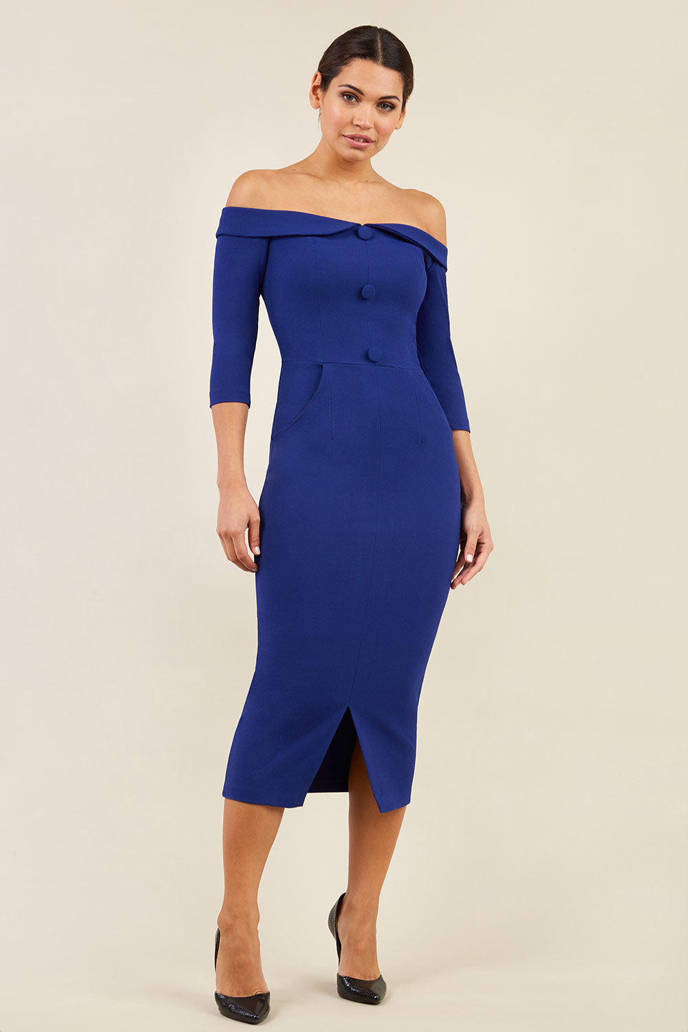 Zorita Midi Dress in Oxford Blue – Diva Catwalk, image 1